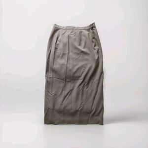 VTG Rena Rowan Women's 8 Tan Midi Fitted Skirt Side Zip Lined Brown Long Skirt